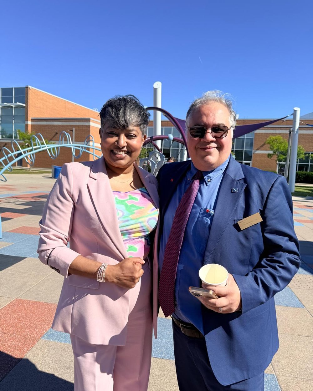 Nirmala Ramlall with an attendee at the unveiling ceremony